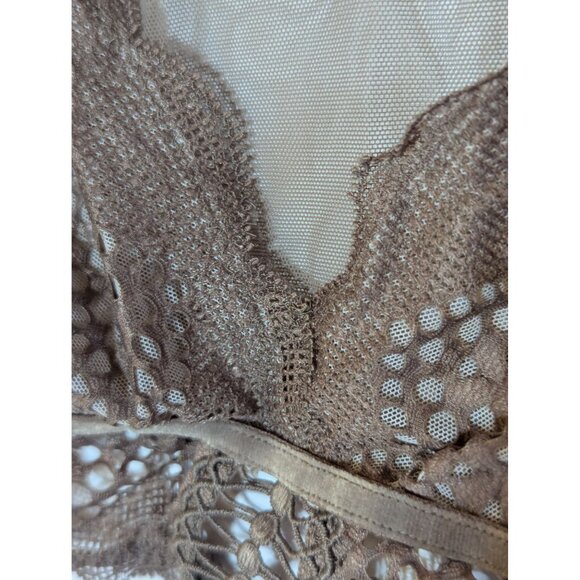 Victorias Secret Very Sexy Lace Bralette Top M Brown Sheer Stretchy Racerback - Picture 3 of 6